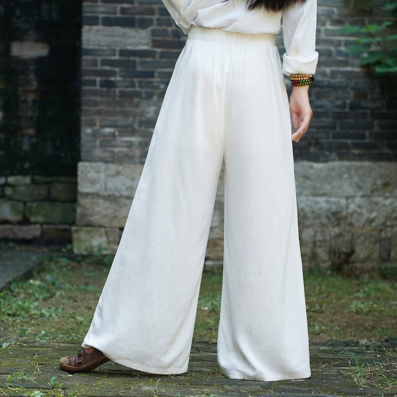 Linen Wide High Waisted Women's Pants