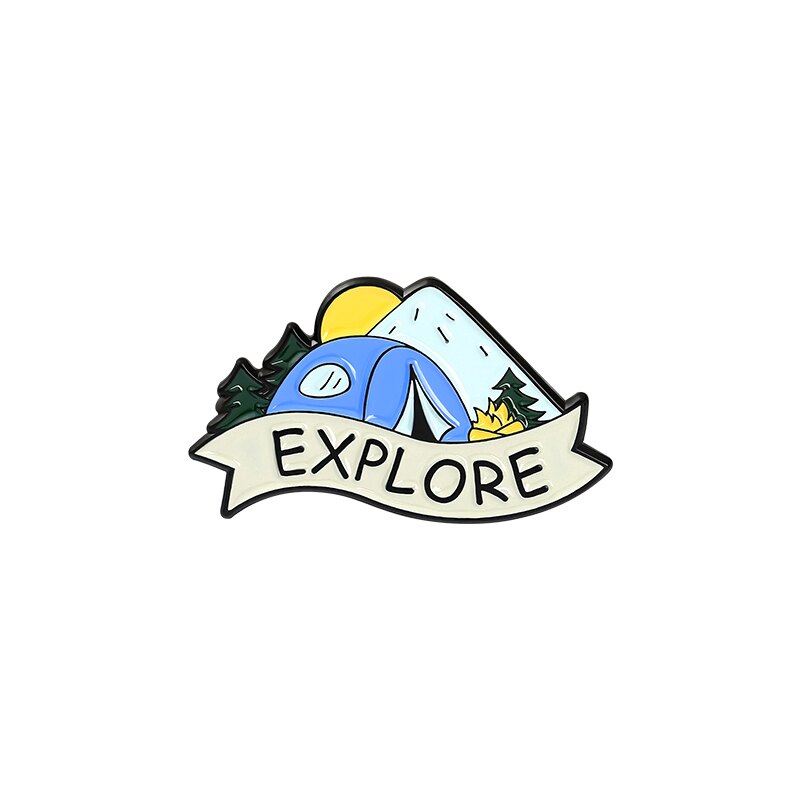 Camping Themed Metal Brooch