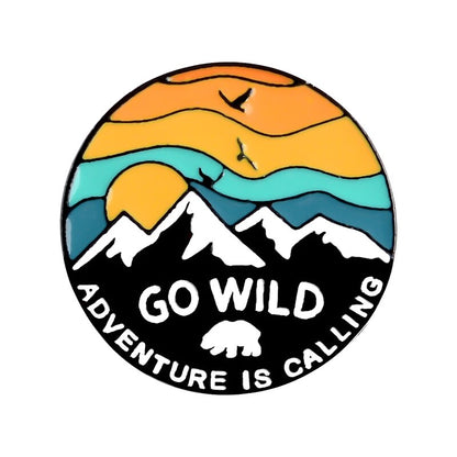 Camping Themed Metal Brooch