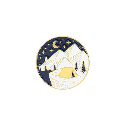 Camping Themed Metal Brooch