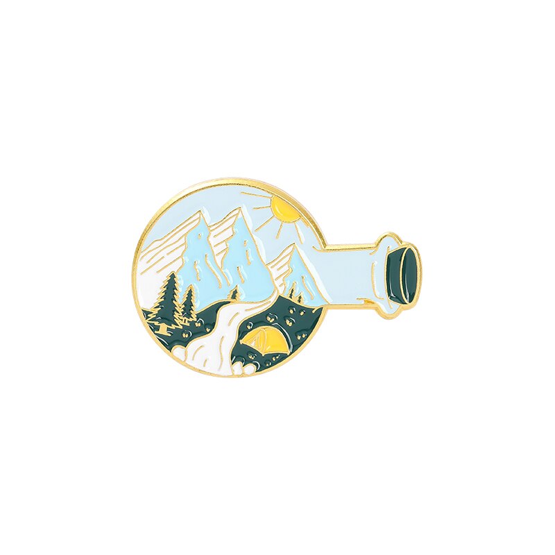 Camping Themed Metal Brooch