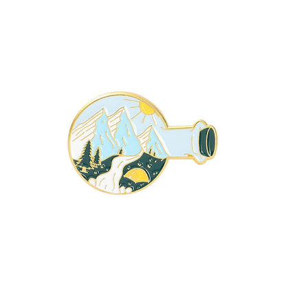 Camping Themed Metal Brooch