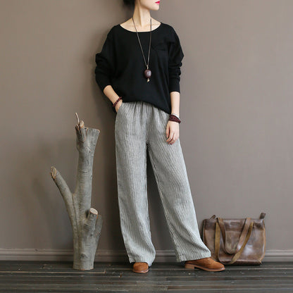 Mid Waist Striped Women's Pants