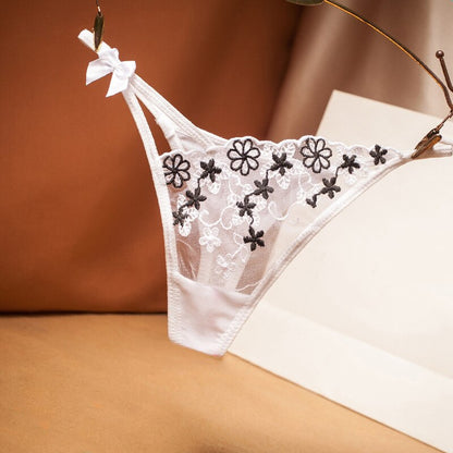 Women's Floral Embroidered Transparent Thongs