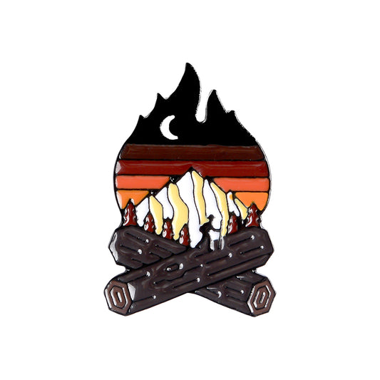 Camping Themed Metal Brooch