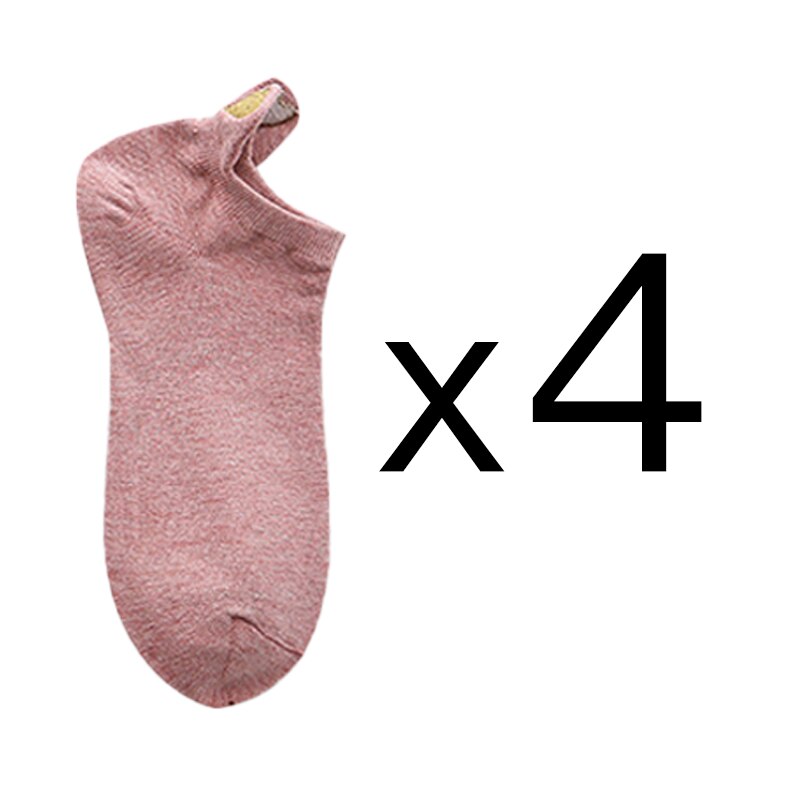 Set da 4 paia di calzini corti da donna. Comfort e stile per la stagione primaverile! Questi calzini in cotone morbido offrono una vestibilità leggera e traspirante, perfetta per il clima più mite.