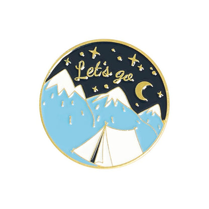 Camping Themed Metal Brooch