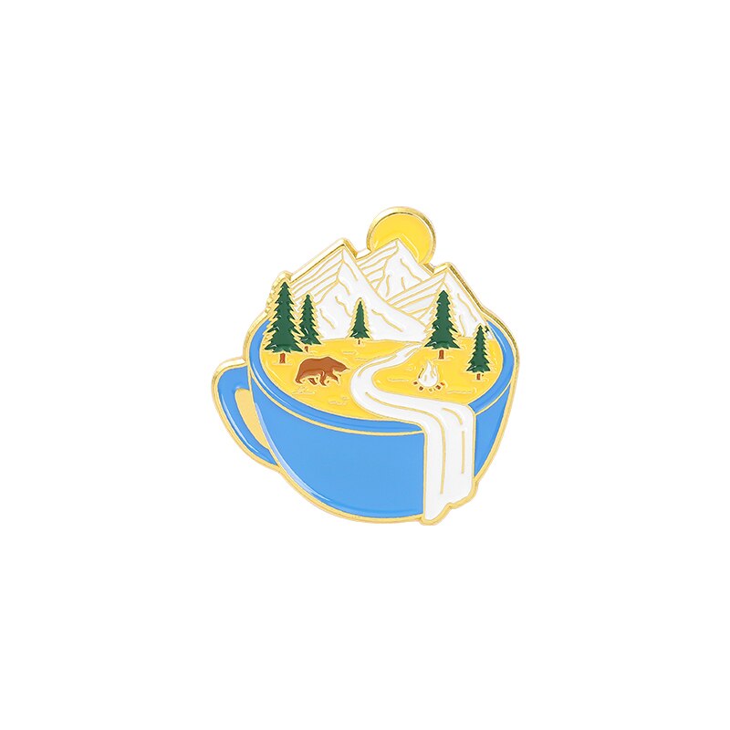 Camping Themed Metal Brooch