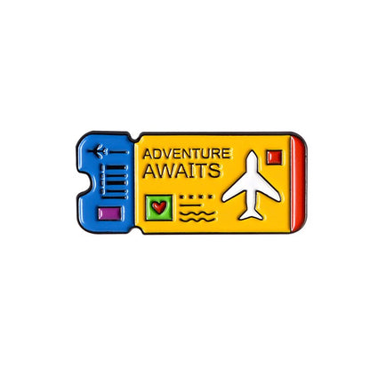 Camping Themed Metal Brooch