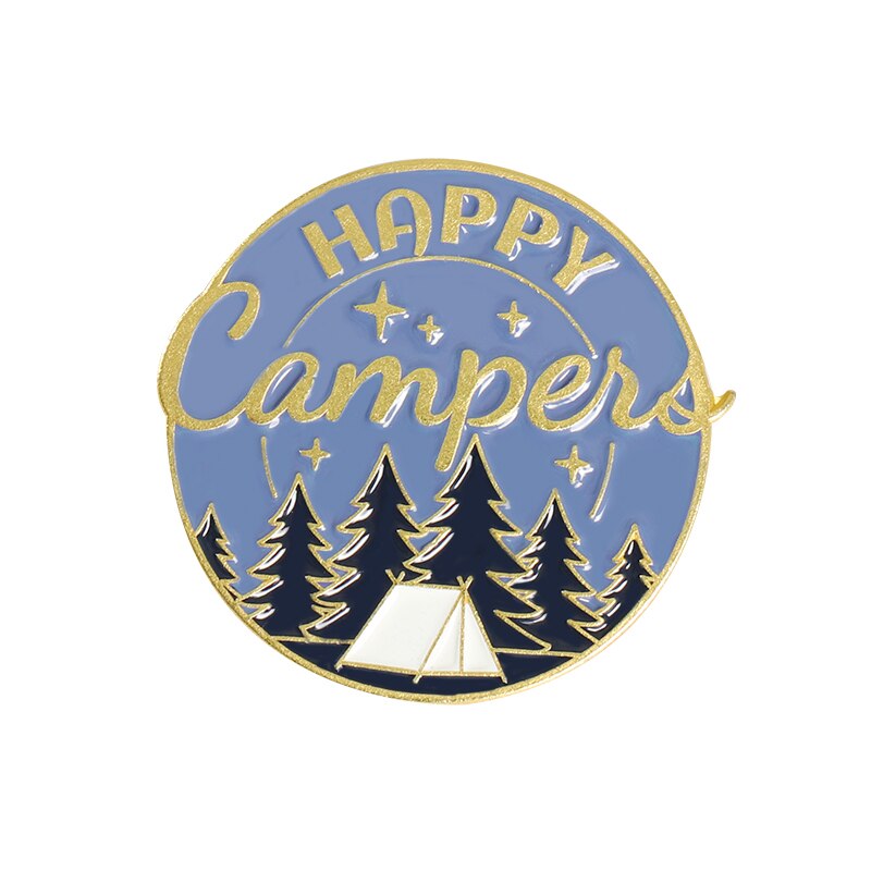 Camping Themed Metal Brooch
