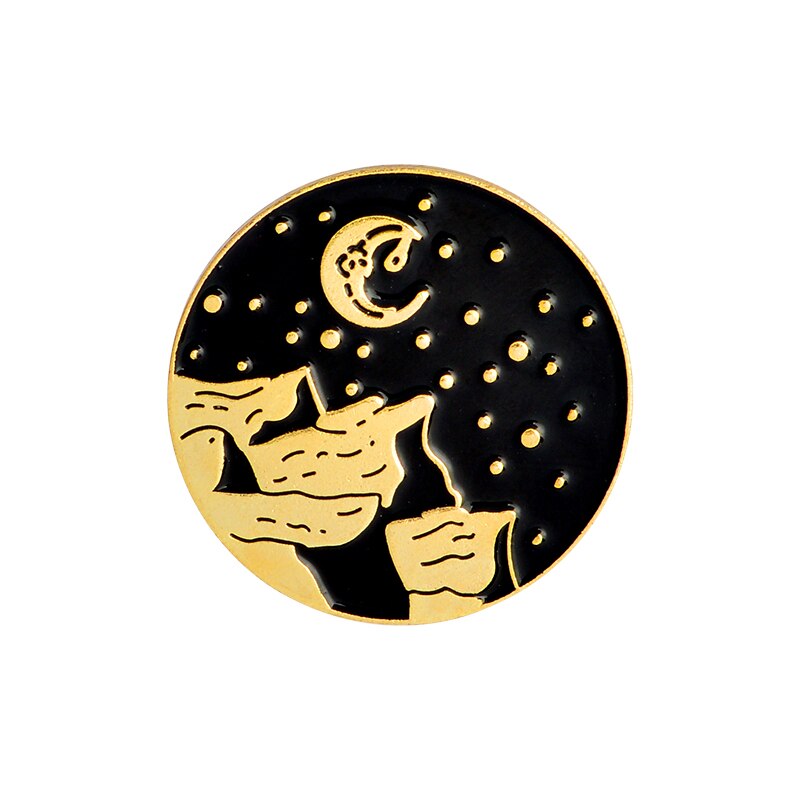 Camping Themed Metal Brooch