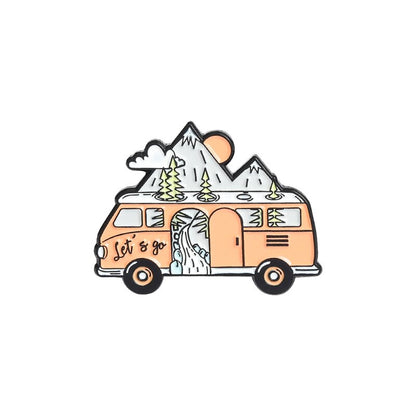 Camping Themed Metal Brooch