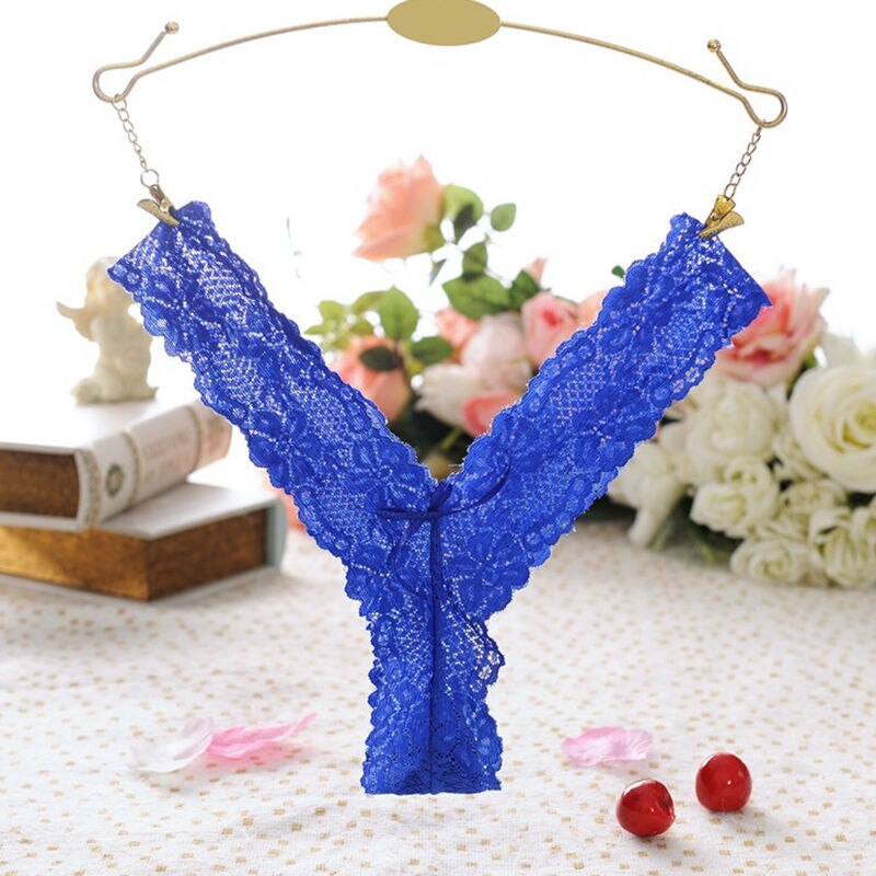 Women's Floral Embroidered Transparent Thongs