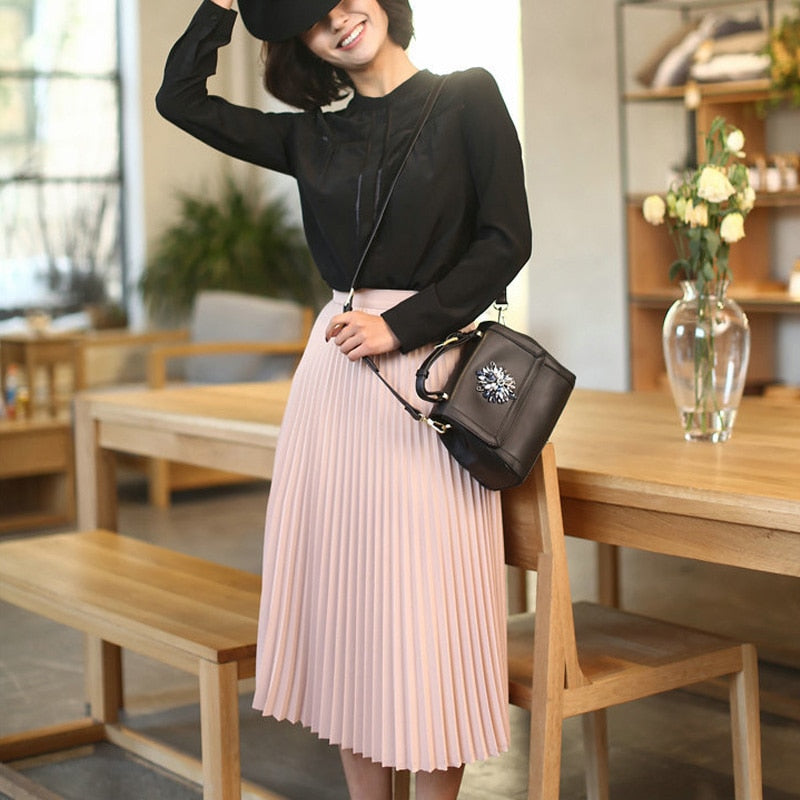 Women's High Waist Pleated Skirt