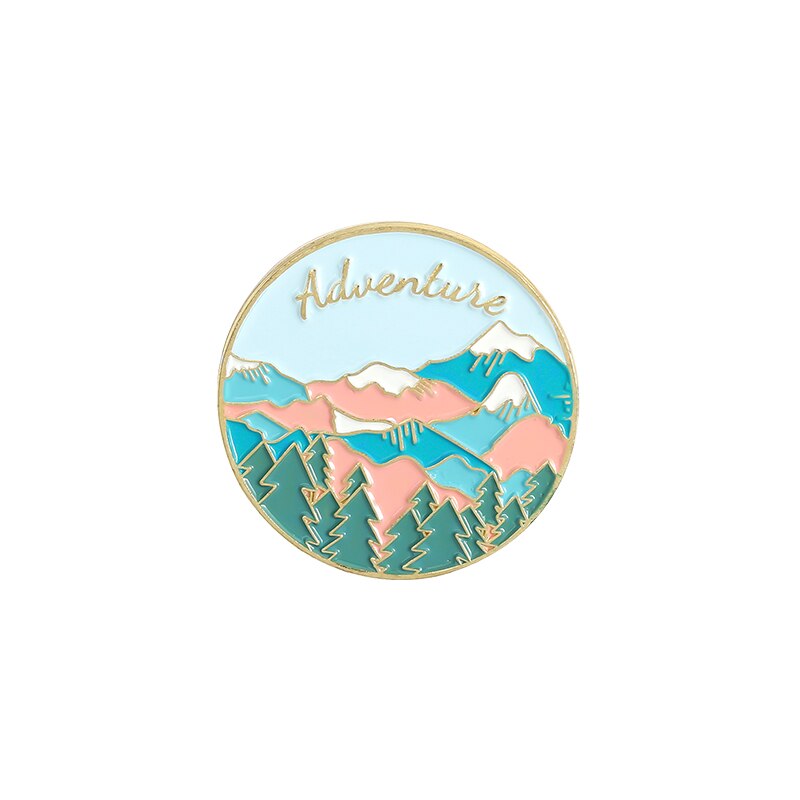 Camping Themed Metal Brooch