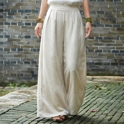 Linen Wide High Waisted Women's Pants