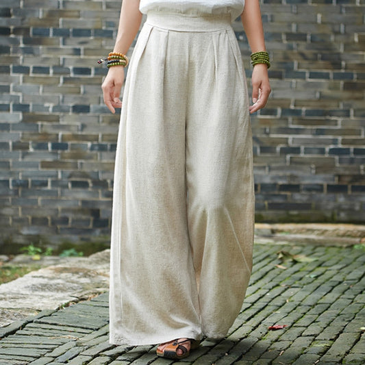 Linen Wide High Waisted Women's Pants