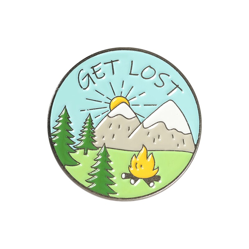 Camping Themed Metal Brooch
