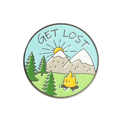 Camping Themed Metal Brooch
